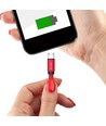MicroUSB-kabel 1m rød - Bomullsstoff, MicroUSB til USB-A