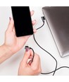1m Micro USB kabel L-Type, 2.4A - Black Diamond Series, sort, vevd bomull