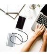 1m Micro USB kabel L-Type, 2.4A - Black Diamond Series, sort, vevd bomull