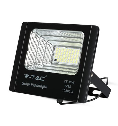 40W Solcelle LED lyskaster med sensor - 1050lm, 6000K, IP65, inkl. fjernkontroll og solcellepanel