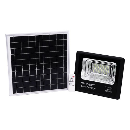 20W solcelle LED lyskaster - 1650lm, IP65, 6000K, sort, inkl. solcellepanel og fjernkontroll