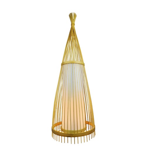 Gulvlampe i tre med rotting skjerm, E27 fatning - Ø45cm, Høyde: 150cm, 1,8m ledning, uten lyskilde