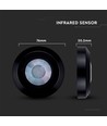 360° PIR infrarød taksensor - Sort, påbygging, max 200W LED, IP20, rekkevidde 8m