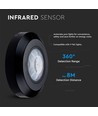 360° PIR infrarød taksensor - Sort, påbygging, max 200W LED, IP20, rekkevidde 8m