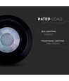 360° PIR infrarød taksensor - Sort, påbygging, max 200W LED, IP20, rekkevidde 8m