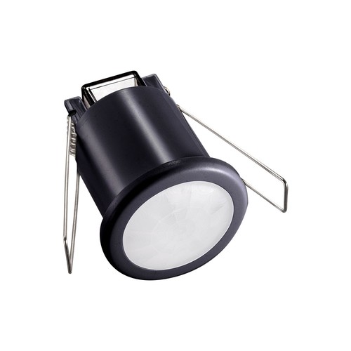 PIR taksensor Ø4cm for innbygging, 360° - Sort, IP20, deteksjon opptil 8m, hullmål: Ø4cm