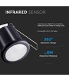 PIR taksensor for innbygging, 360° - Sort, IP20, deteksjonsavstand opptil 8m, hullmål: Ø4cm