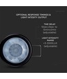 PIR taksensor Ø4cm for innbygging, 360° - Sort, IP20, deteksjon opptil 8m, hullmål: Ø4cm