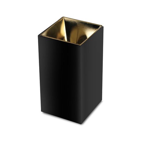 GU10 kvadratisk påbygd spot - Sort/Gull, IP20, 7,4 x 7,4 x 14cm