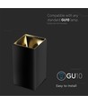 GU10 kvadratisk påbygd spot - Sort/Gull, IP20, 7,4 x 7,4 x 14cm