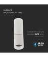 GU10 påbygningsspot - Hvit, Ø5,95cm, høyde 19,7cm, IP20 innendørs, uten lyskilde