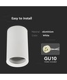 GU10 påbygningsspot - Rund, hvit, aluminium, IP20 innendørs, Ø6cm