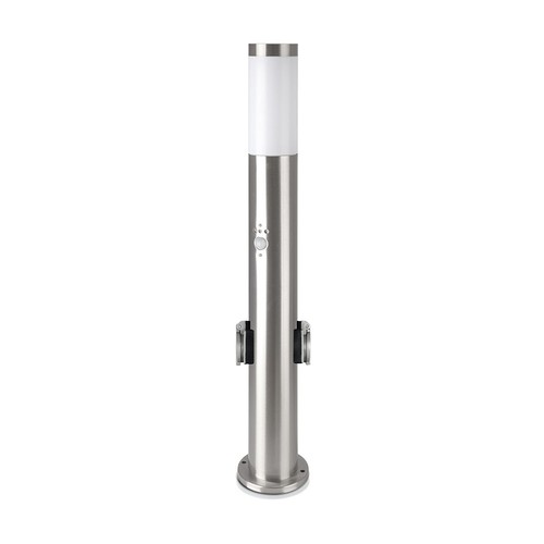 60cm E27 hagelampe med sensor og 2 uttak - IP44, rustfritt stål