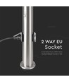 60cm E27 hagelampe med sensor og 2 uttak - IP44, rustfritt stål