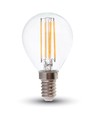 E14 6W LED kronepære - P45, filament, klart glass