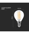 E14 6W LED kronepære - P45, filament, klart glass