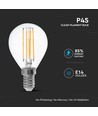 E14 6W LED kronepære - P45, filament, klart glass