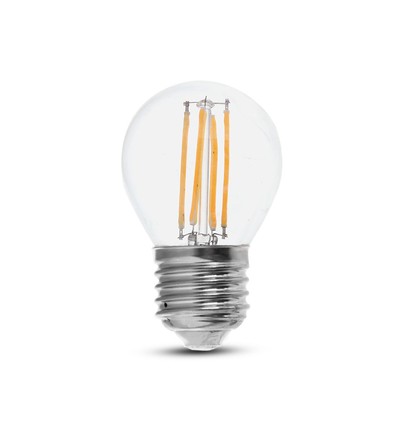 E27 6W LED kronepære - G45, filament, klart glass, 133lm/W, erstatter 60W