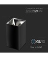 GU10 kvadratisk påbygningsspot - Sort/krom, aluminium, IP20, uten lyskilde