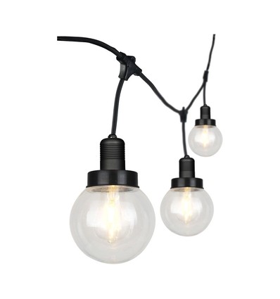 3m E27 lysslynge med 6 kupler - inkl. 50cm startkabel, svart, IP65 utendørs, ekskl. lyskilde