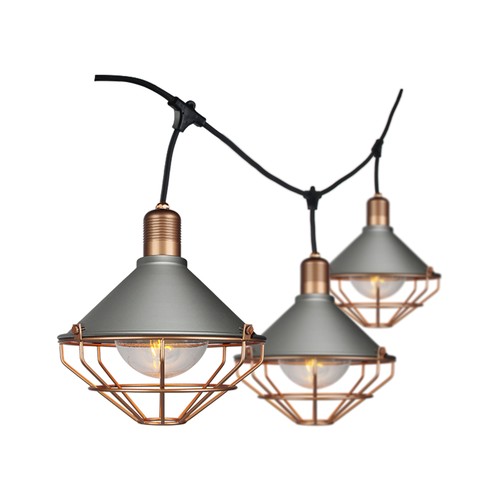3m LED lyskjede med 6x E27 sokler - Rose gull, IP65, kan sammenkobles, inne / ute