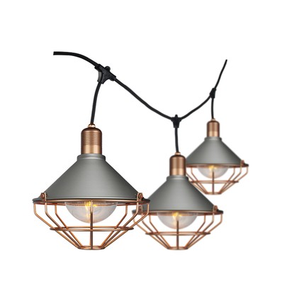 3m LED lyskjede med 6x E27 sokler - Rose gull, IP65, kan sammenkobles, inne / ute