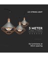 3m LED lyskjede med 6x E27 sokler - Rose gull, IP65, kan sammenkobles, inne / ute