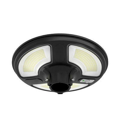 10W Solcelle hagelampe med sensor, rund - IP65, 1500-2500lm, kald hvit, inkl. fjernkontroll og batteri