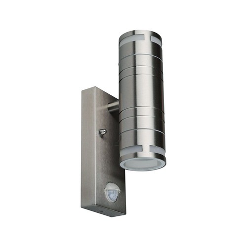 V-Tac Vegglampe opp/ned m. sensor - IP44 utendørs, rustfri, GU10 sokkel, uten lyskilde