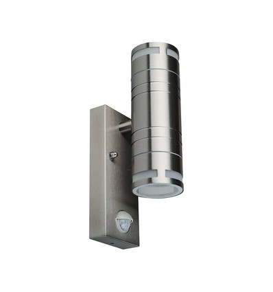 V-Tac Vegglampe opp/ned m. sensor - IP44 utendørs, rustfri, GU10 sokkel, uten lyskilde