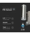 V-Tac Vegglampe opp/ned m. sensor - IP44 utendørs, rustfri, GU10 sokkel, uten lyskilde