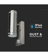 V-Tac Vegglampe opp/ned m. sensor - IP44 utendørs, rustfri, GU10 sokkel, uten lyskilde