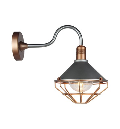 E27 vintage lanterne vegglampe - IP65, rose gold, ABS+metall, glass, uten lyskilde