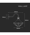E27 vintage lanterne vegglampe - IP65, rose gold, ABS+metall, glass, uten lyskilde