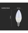 5.5W LED kronelyspære E14 - Samsung Chip, 4000K, dimbar