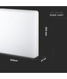 25W LED taklampe, Samsung LED chip - 300x300mm, IP44, IK08, hvit kant, 3000K