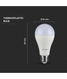 E27 17W dimbar LED pære - A65, Samsung LED chip, 1521lm, 6400K, hvit plast