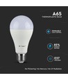 E27 17W dimbar LED pære - A65, Samsung LED chip, 1521lm, 6400K, hvit plast