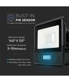 10W Lyskaster - PIR Sensor, Samsung Chip, 4000K, Svart Hus