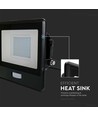 30W LED lyskaster med sensor - Samsung LED chip, IP65, sort, slim, utendørs