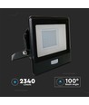 30W LED lyskaster med sensor - Samsung LED chip, IP65, sort, slim, utendørs