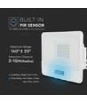 20W LED lyskaster med sensor, Samsung LED chip - IP65, hvit, kald hvit, utendørs, bevegelsessensor