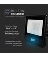 20W Lyskaster - PIR Sensor, Samsung Chip, 1m Kabel, 4000K, Sort Hus