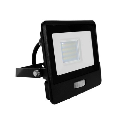 20W LED lyskaster med sensor - Samsung LED chip, IP65, sort, 1m kabel, kald hvit