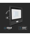30W LED lyskaster med PIR sensor - Samsung LED chip, IP65, sort, 1m kabel, utendørs