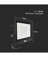 50W LED lyskaster med sensor - Samsung LED chip, IP65, sort, 6500K, 5 års garanti