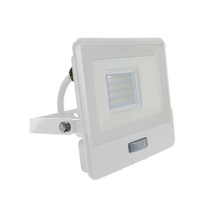 20W LED lyskaster med sensor, Samsung LED chip - 4000K, hvit, IP65, PIR sensor, utendørs