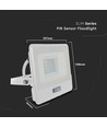 20W LED lyskaster med sensor, Samsung LED chip - 4000K, hvit, IP65, PIR sensor, utendørs