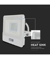20W LED lyskaster med sensor, Samsung LED chip - 4000K, hvit, IP65, PIR sensor, utendørs