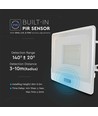 50W lyskaster - PIR-sensor, Samsung-chip, 1m kabel, 4000K, hvitt hus, arbeidslampe